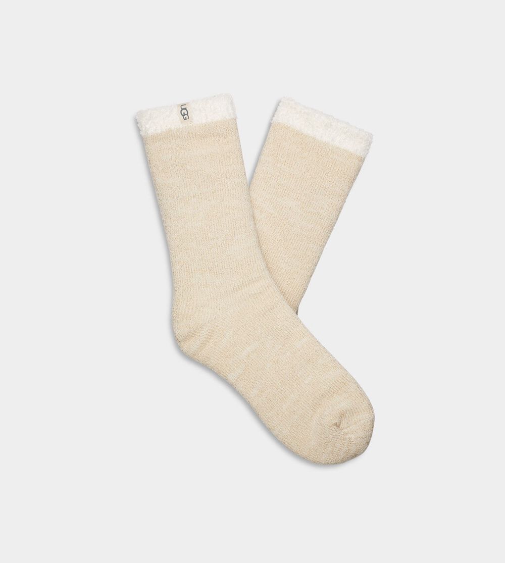 Ugg Josephine Sparkle Fleece - Womens Socks - White / Gold - NZ (3854TYMID)